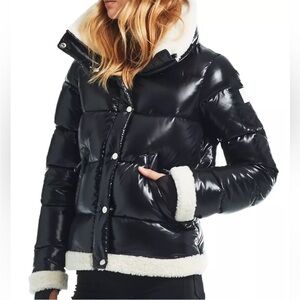 SAM. Black Puffer Jacket with White Accents